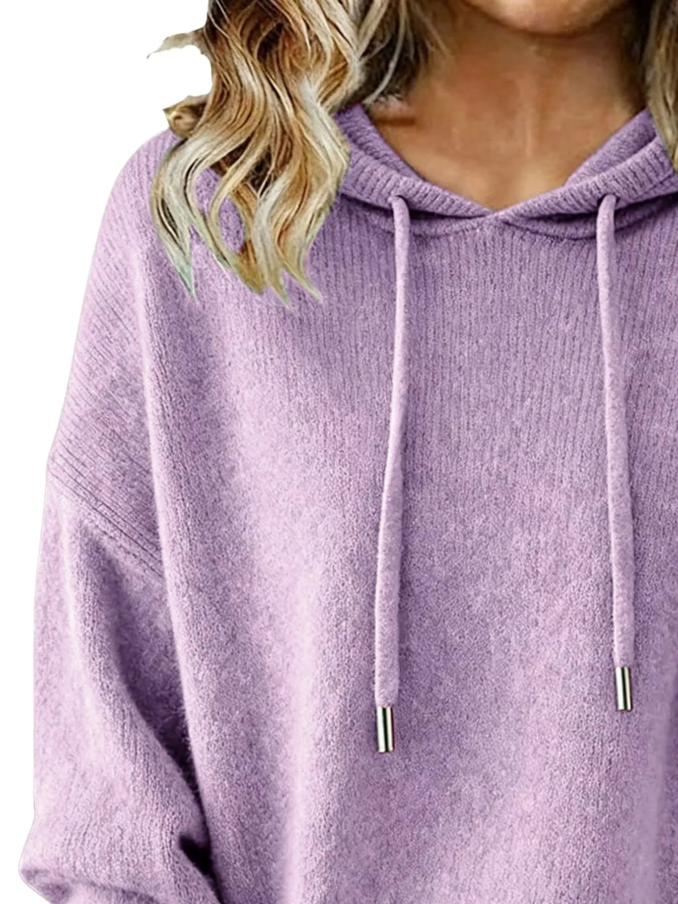 Drawstring Long Sleeve Hooded Sweater