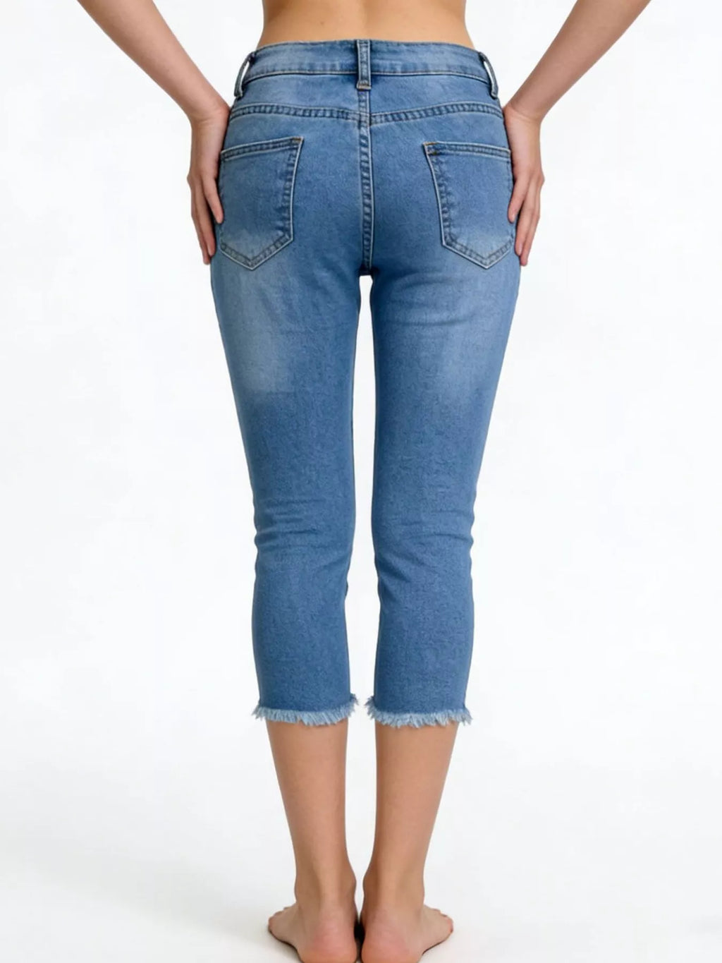 Raw Hem Capris Jeans