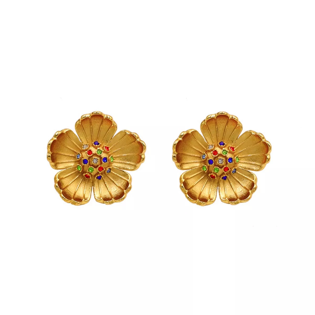 18K Gold-Plated Flower Earrings