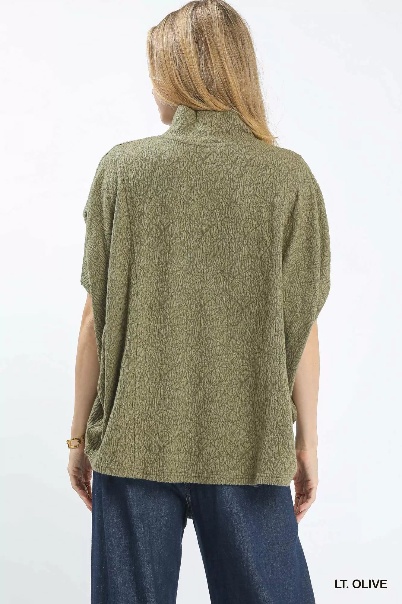 Umgee Textured Mock Neck Relaxed Top