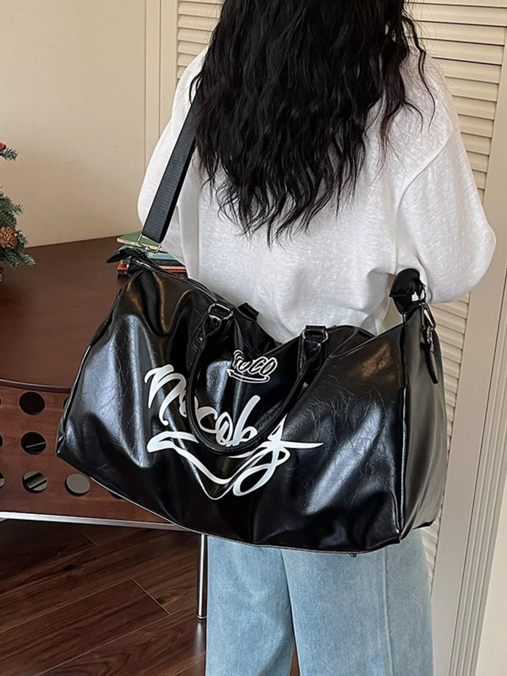 Letter Leather Travel Bag