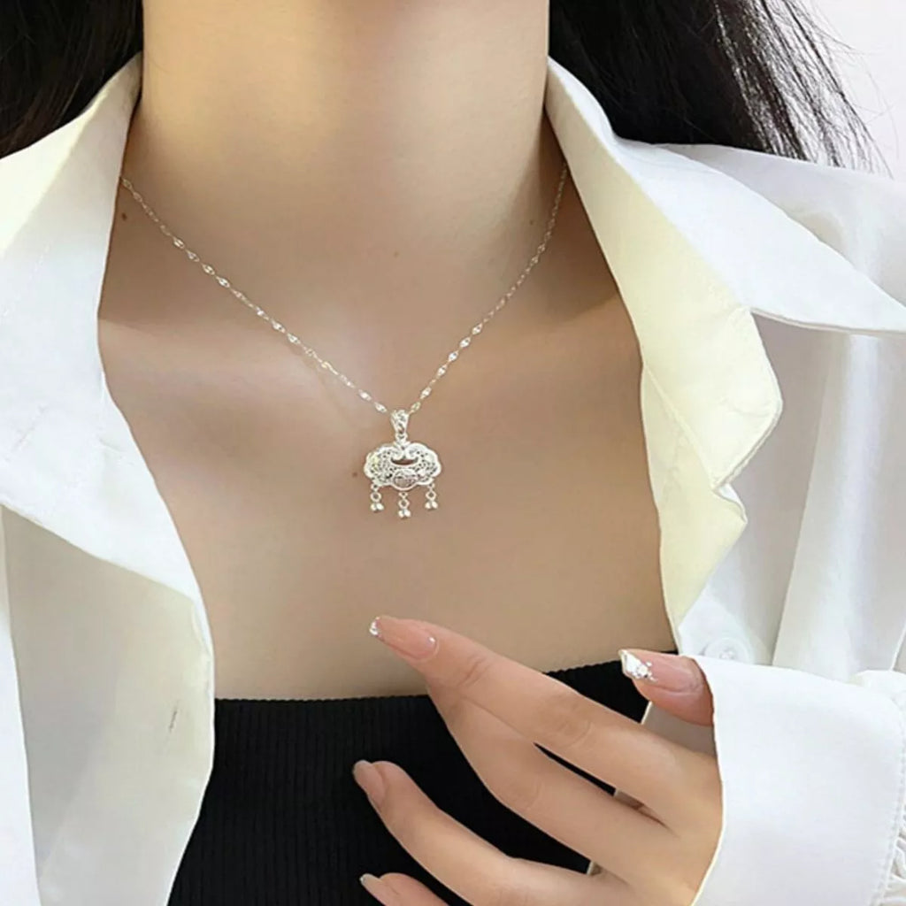 925 Sterling Silver Lock Pendant Necklace