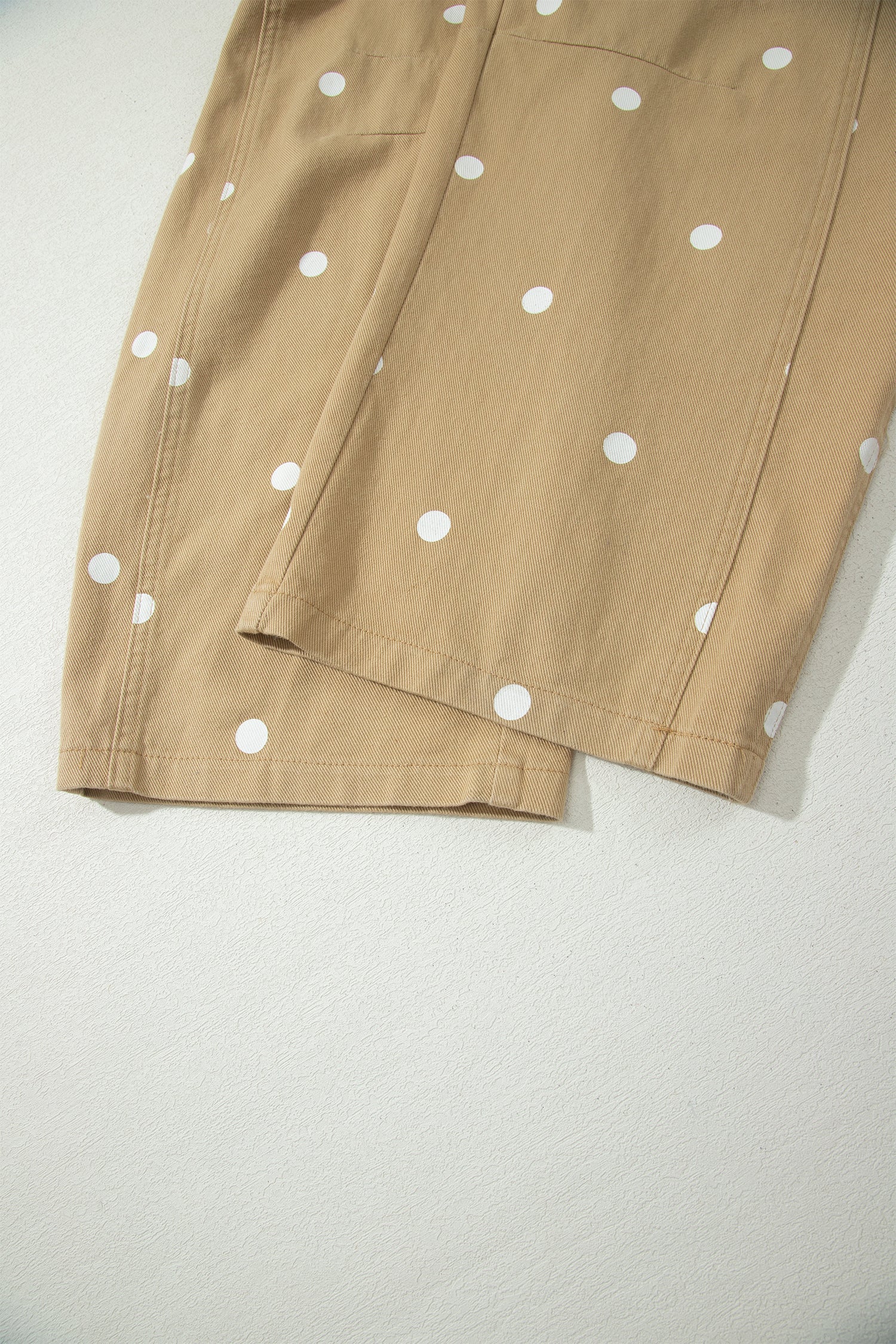 Phalaenopsis Polka Dot Print Bib Pocket Denim Barrel Overalls Jumpsuit