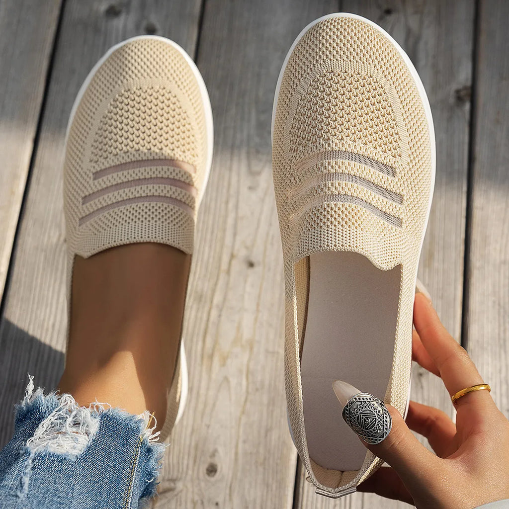 Mesh Round Toe Platform Slip-Ons