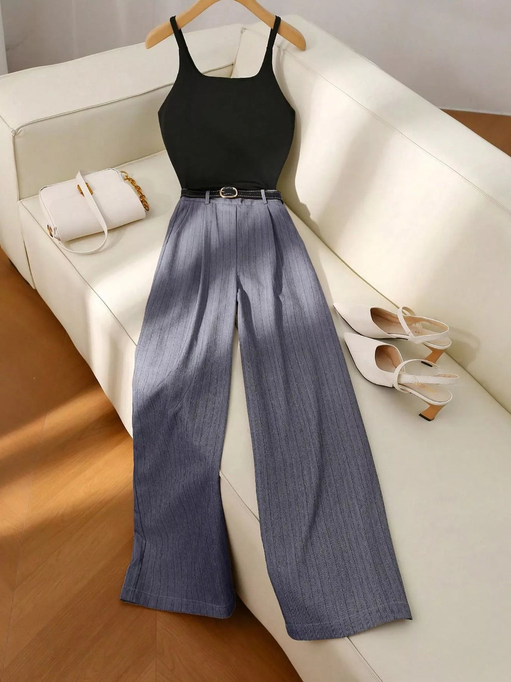 Sleeveless Top and Wide-Leg Pants Set