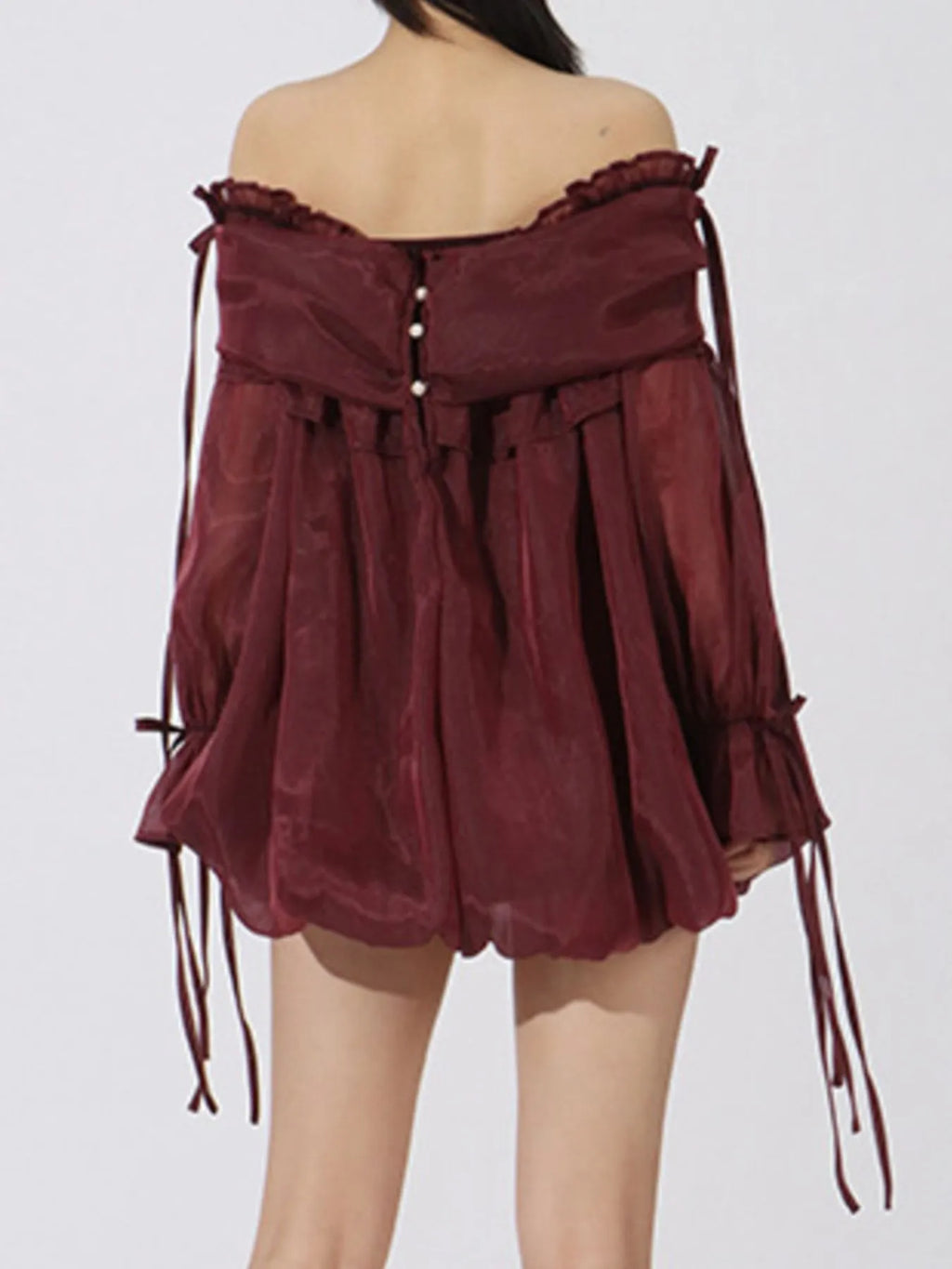 Ruffled Off-Shoulder Flounce Sleeve Blouse