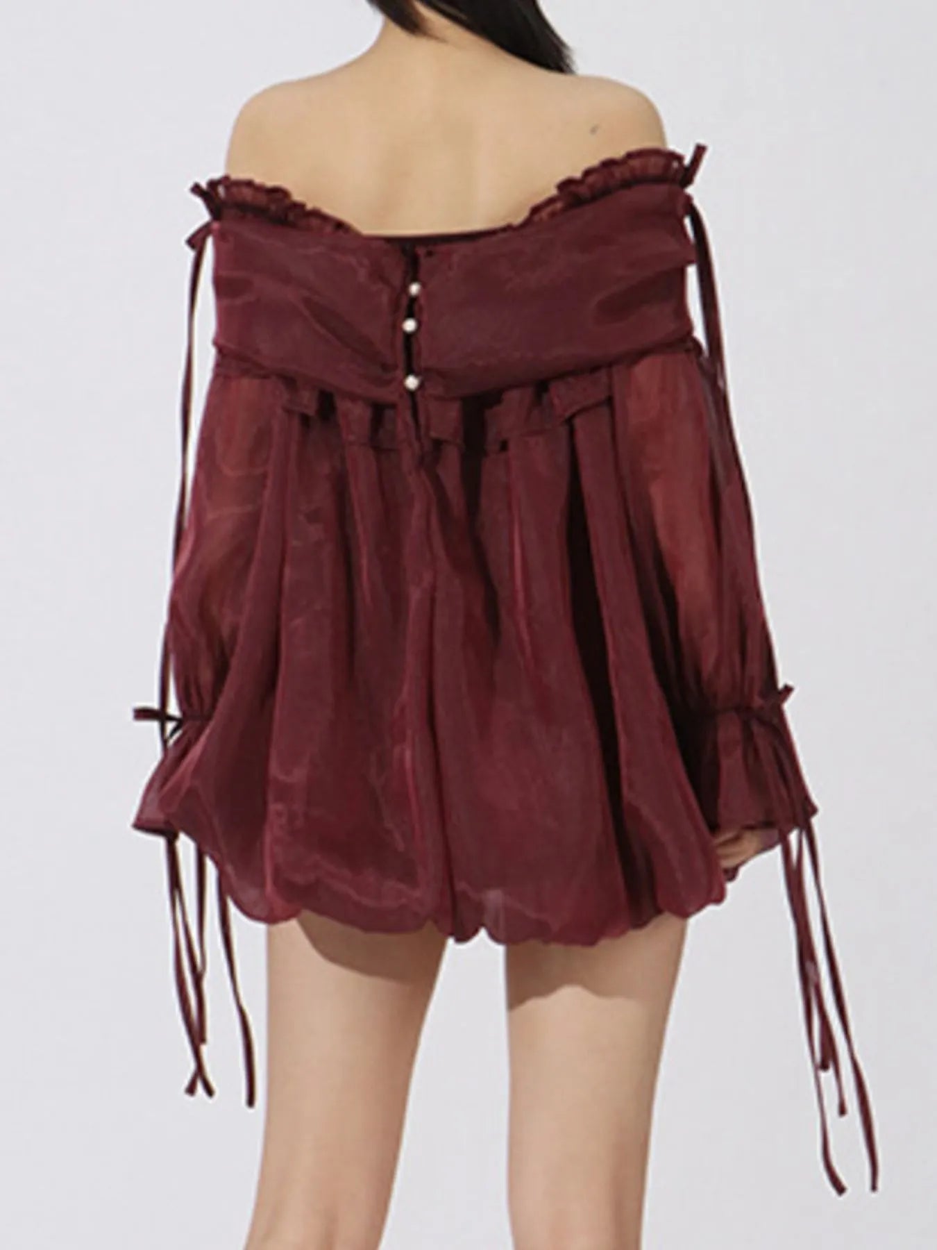 Ruffled Off-Shoulder Flounce Sleeve Blouse