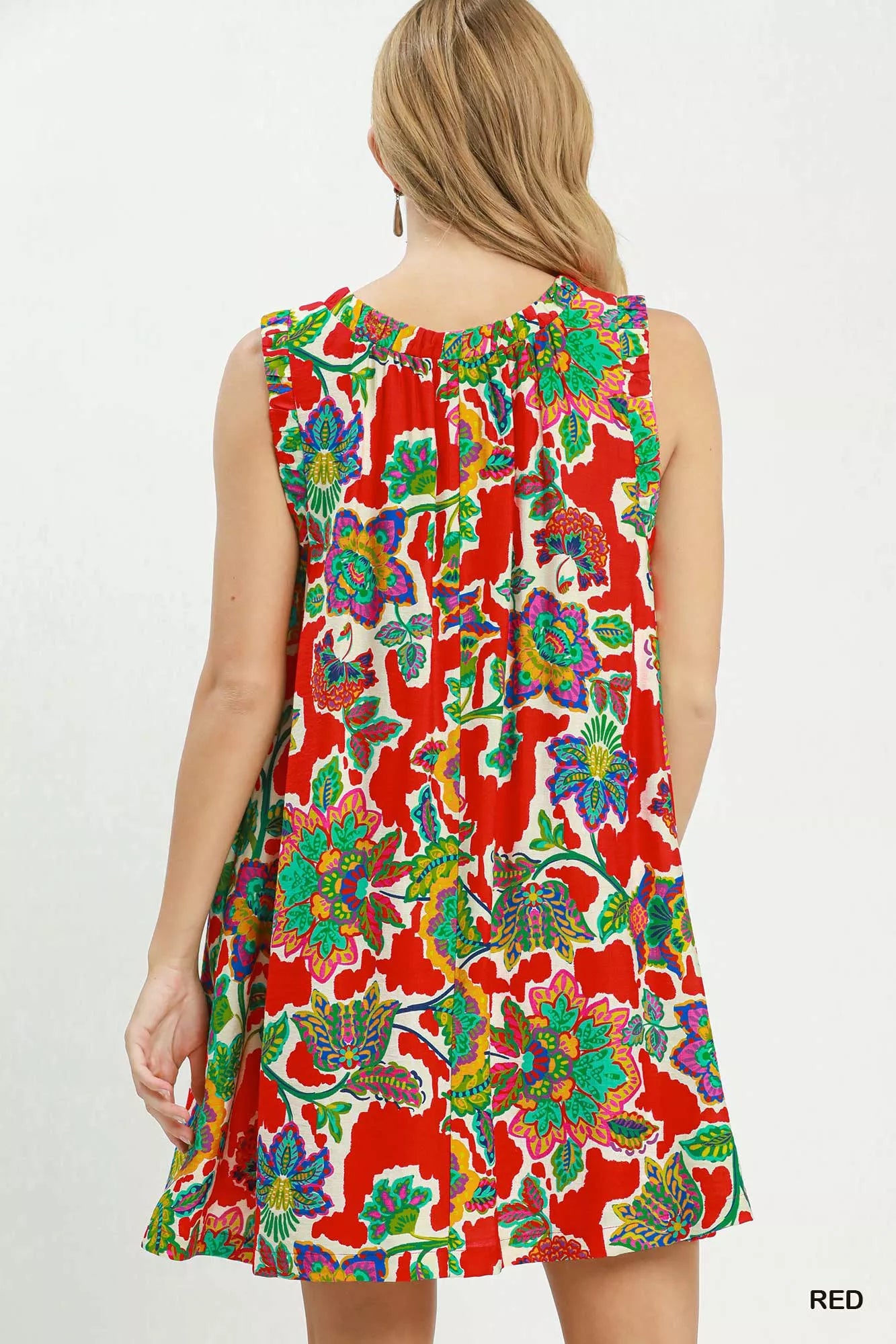 Umgee Abstract Print Sleeveless Shift Dress
