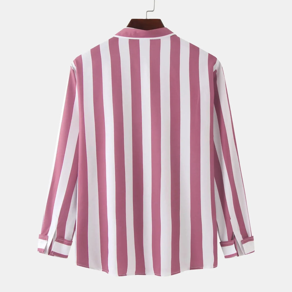 Men's Striped Button-Down Long Sleeve Shirt