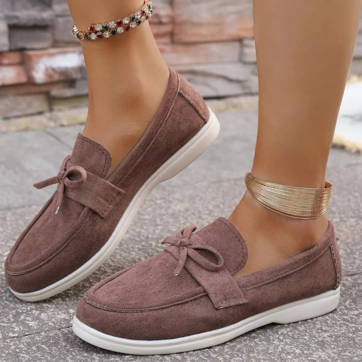 Bow Round Toe Slip-Ons