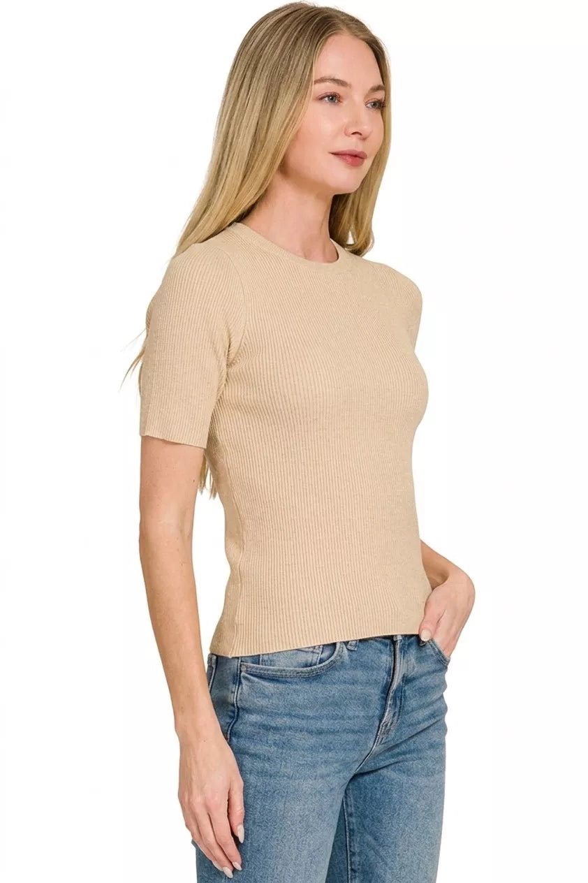 Zenana Viscose Ribbed Round Neck Sweater