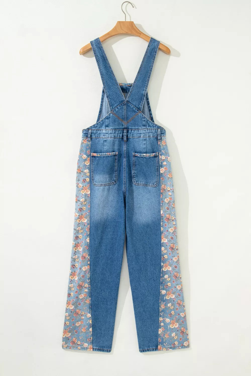 Vintage Rose Printed Pleated Loose Denim Overall