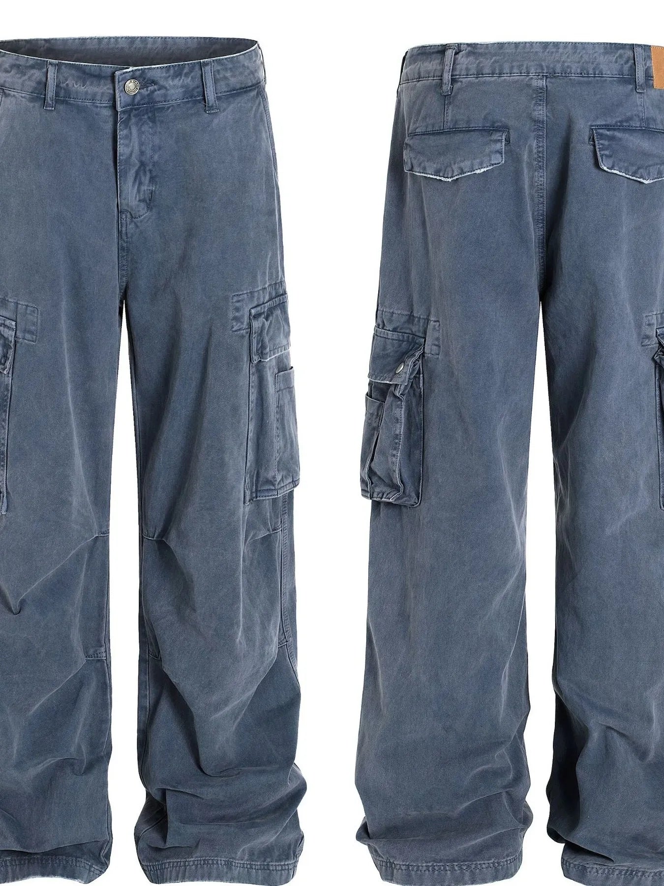 Men's Wide-Leg Cargo Jeans with Side Pockets