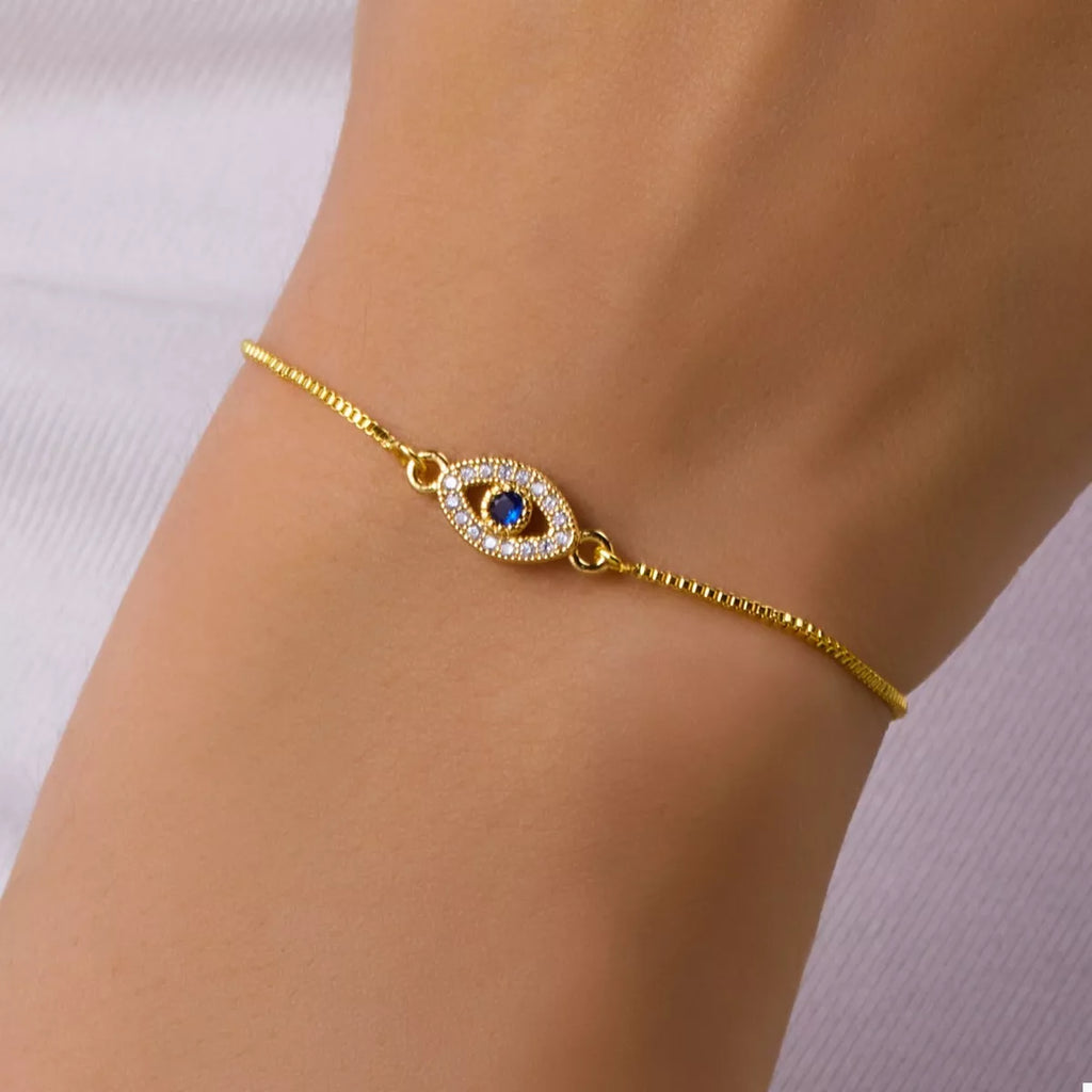 18K Gold-Plated Evil Eye Adjustable Bracelet