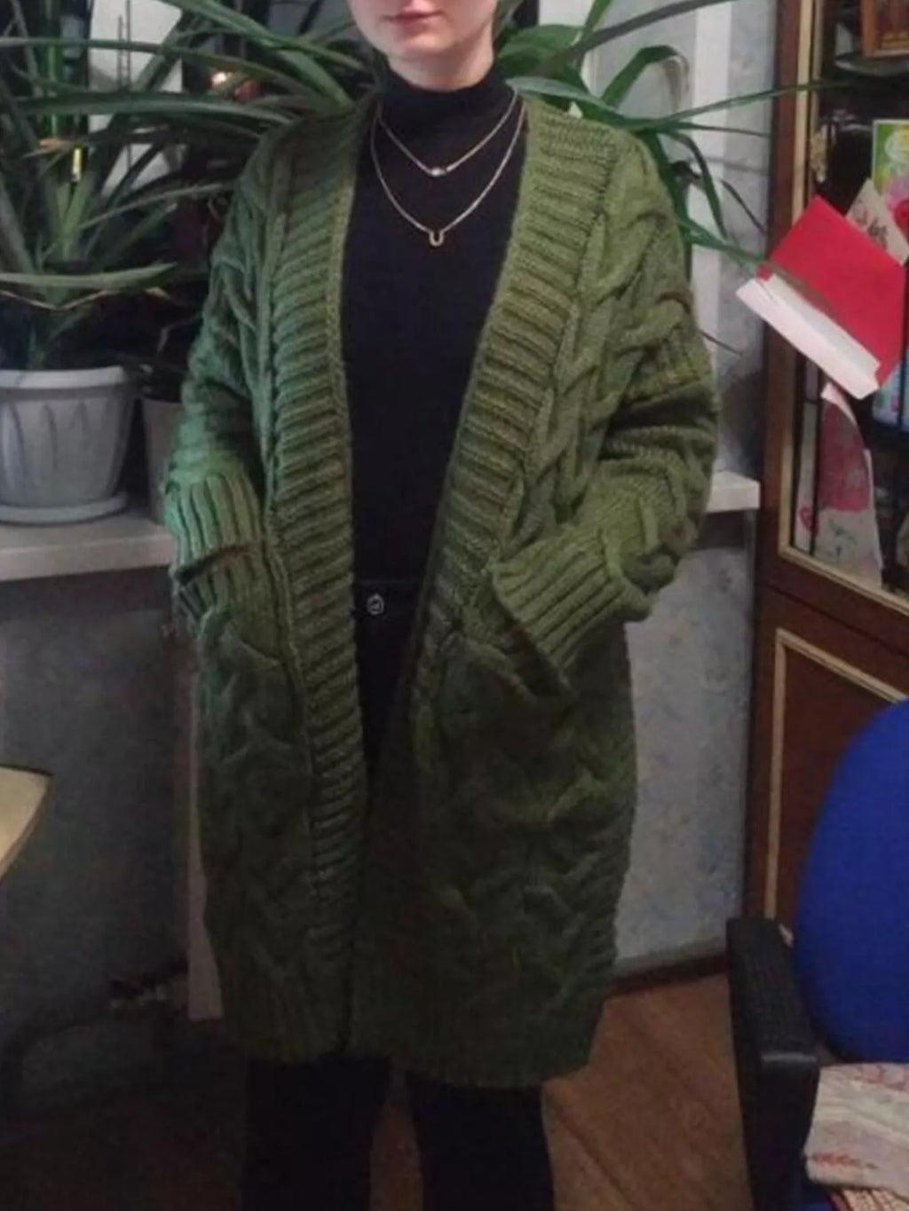 Full Size Chunky Knit Open Front Cardigan Plus Size