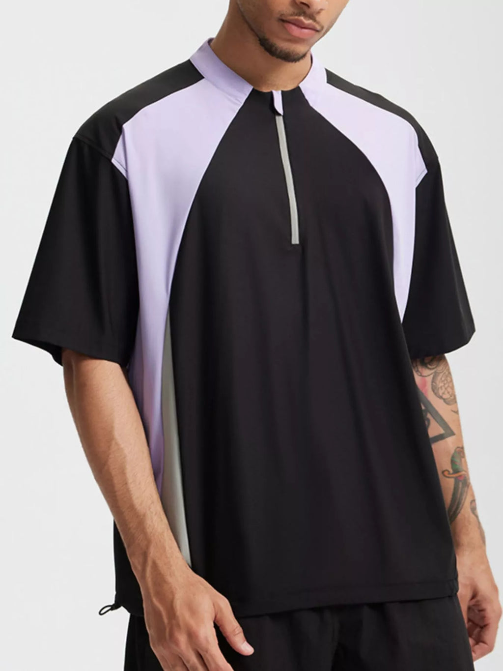 Men's Color Block Quick-Dry Half Zip T-Shirt