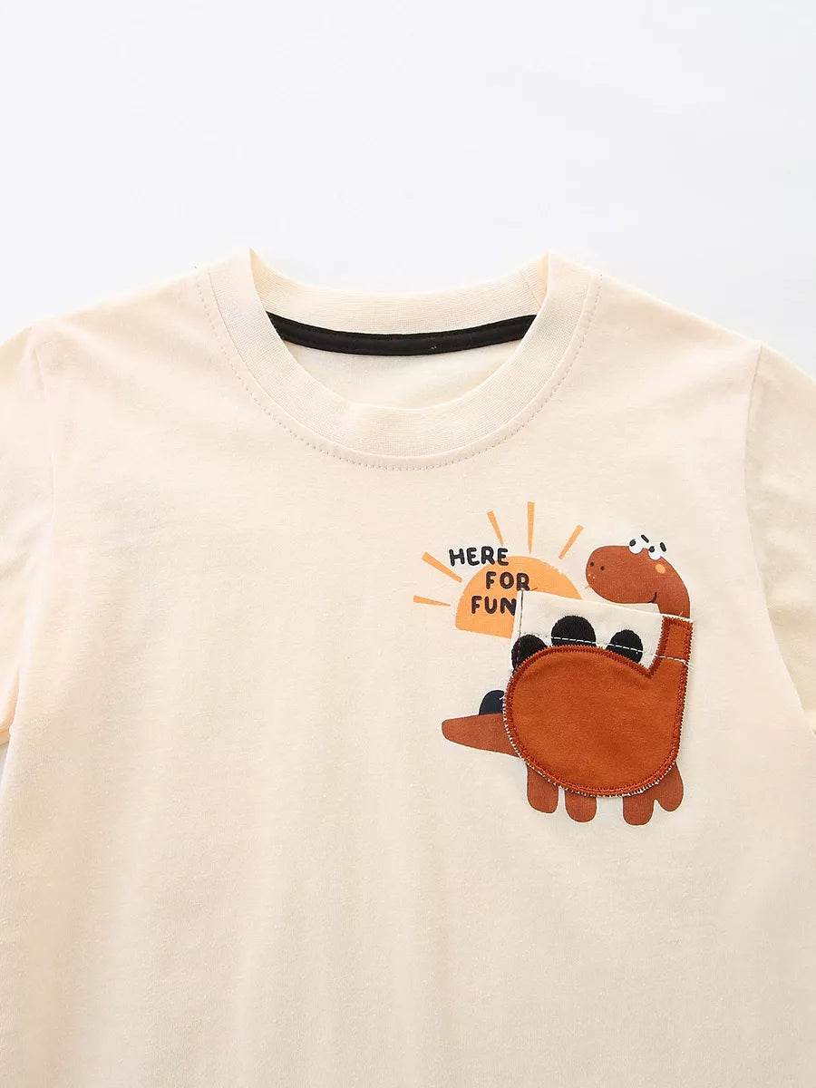 Children's Dinosaur Round Neck Tee and Shorts Set