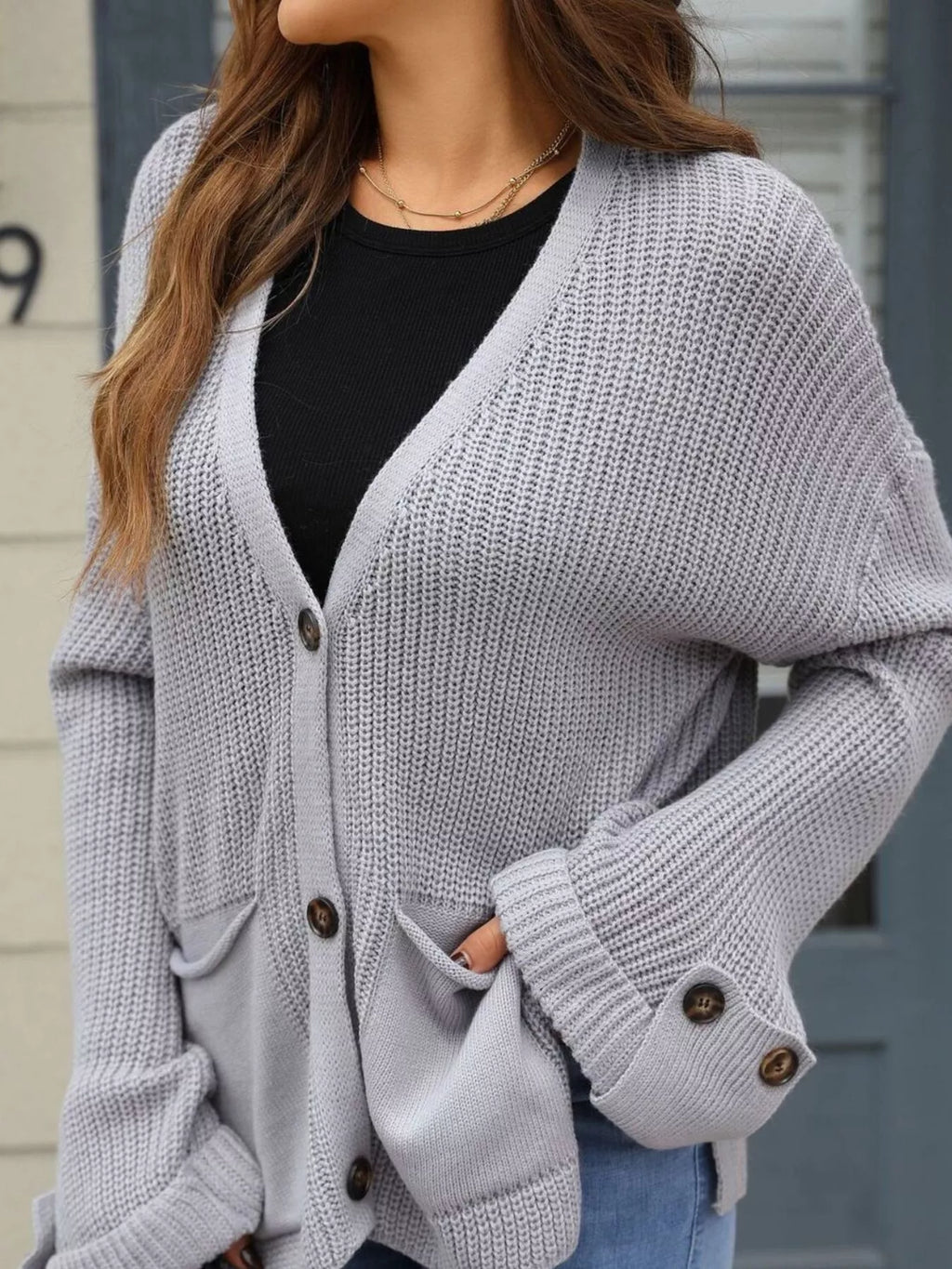 Oversized Knit Button-Down Cardigan