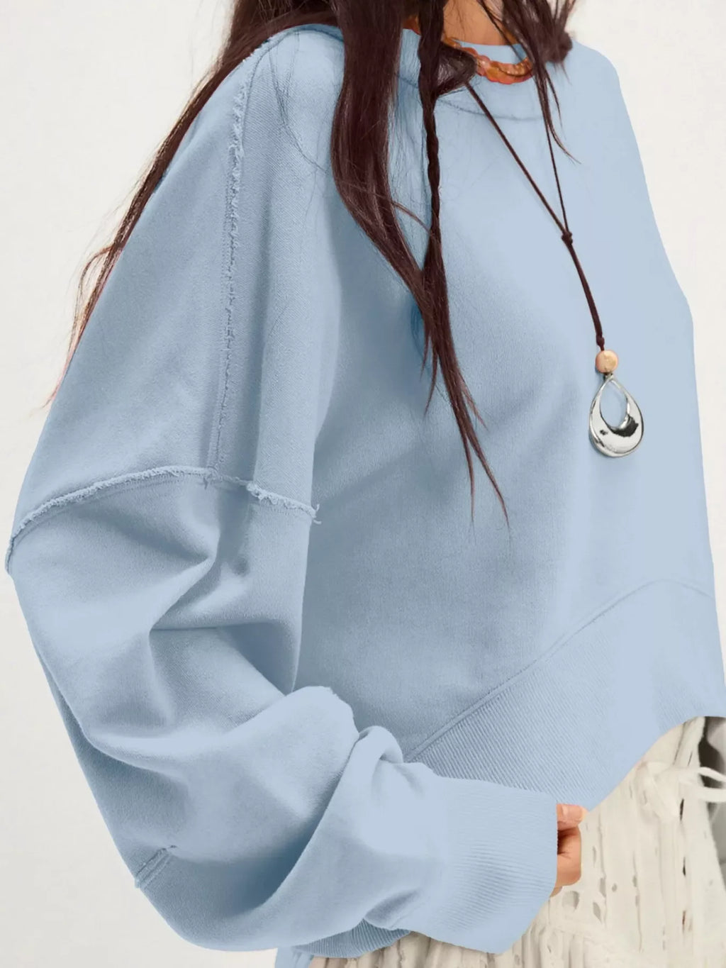 Exposed Seam Dropped Shoulder Sweatshirt