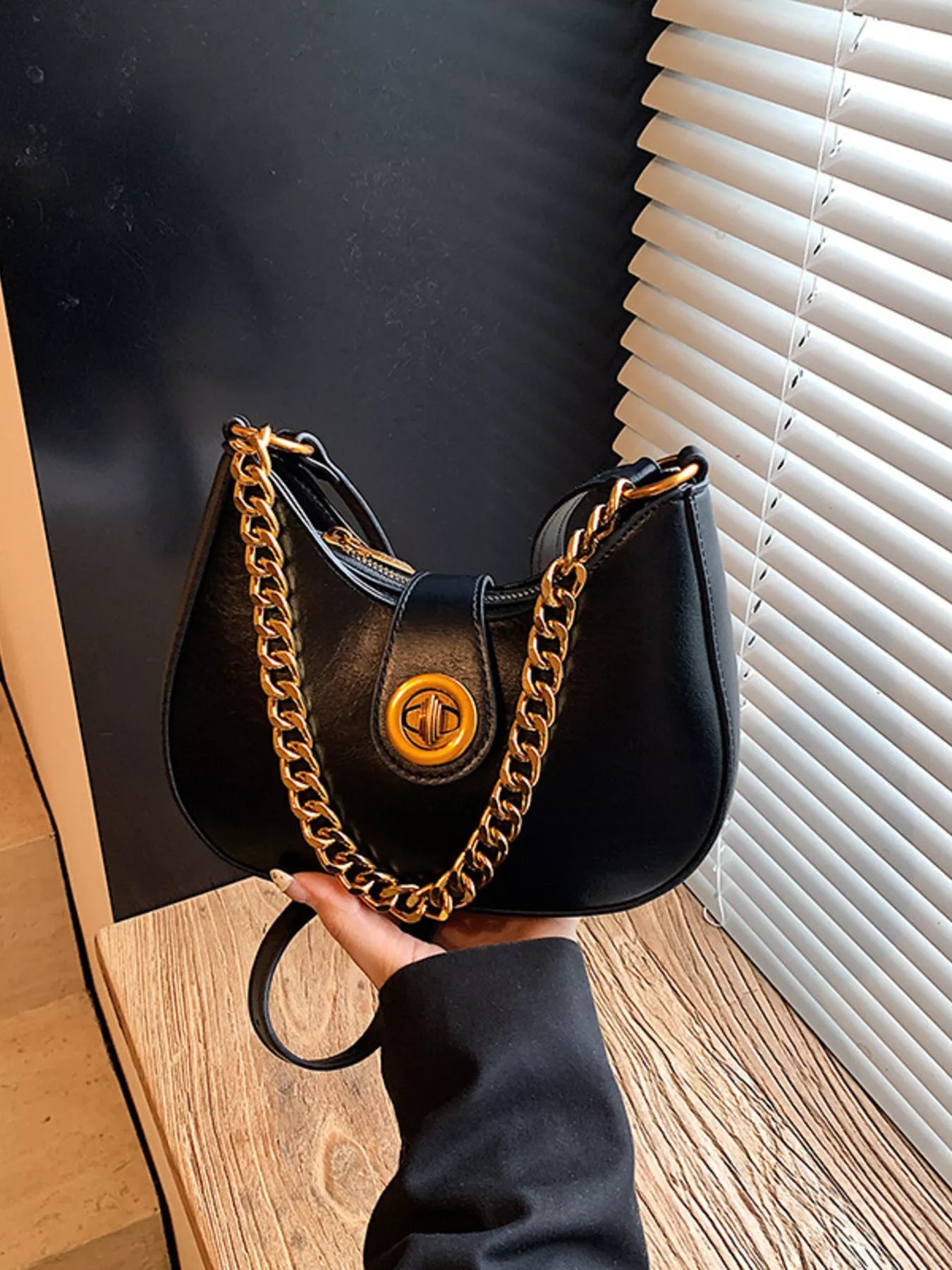 Chain Accent Shoulder Bag