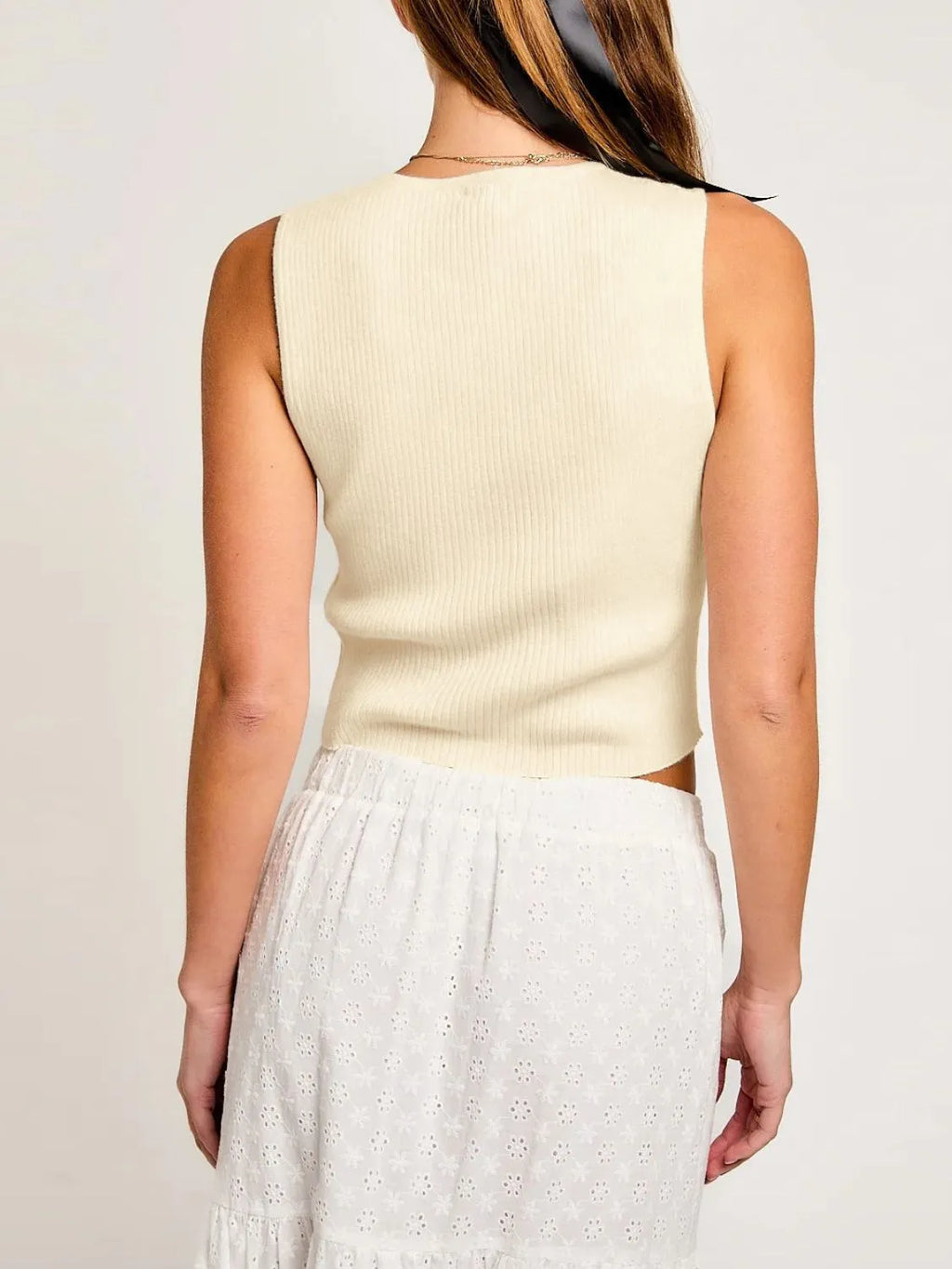 Bow Round Neck Cropped Tank