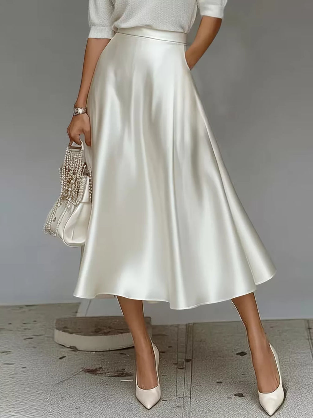 Satin Midi Skirt