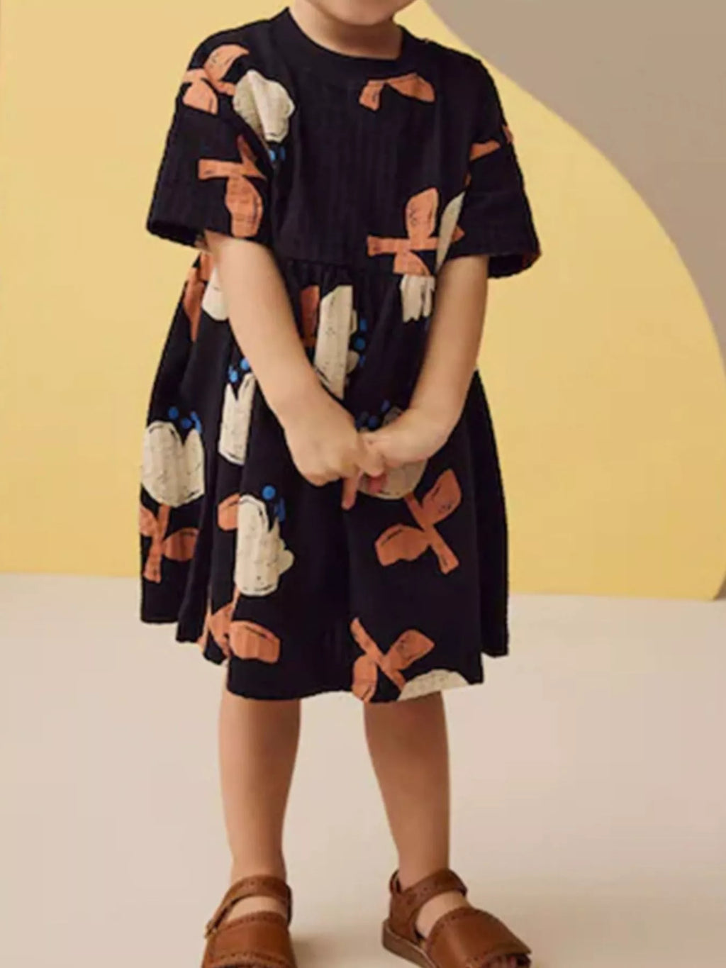 Children's Floral Print Short Sleeve Dress