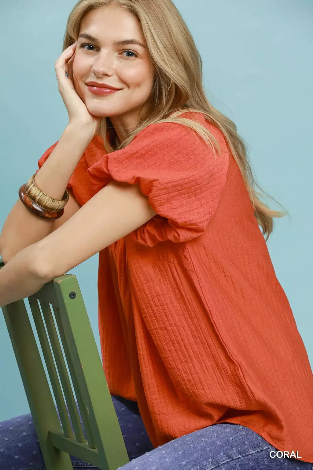 Umgee Gathered V-Neck Top