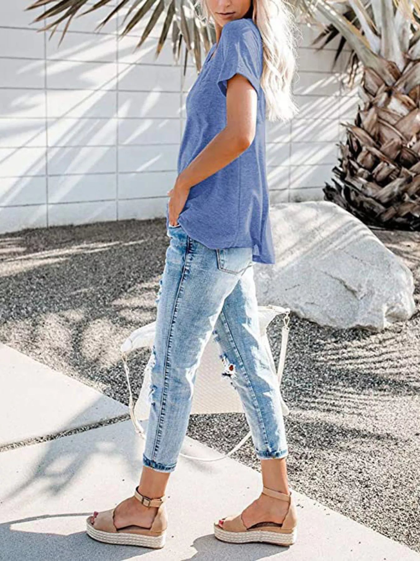 Full Size Casual Button-Front Pocket T-Shirt Plus Size