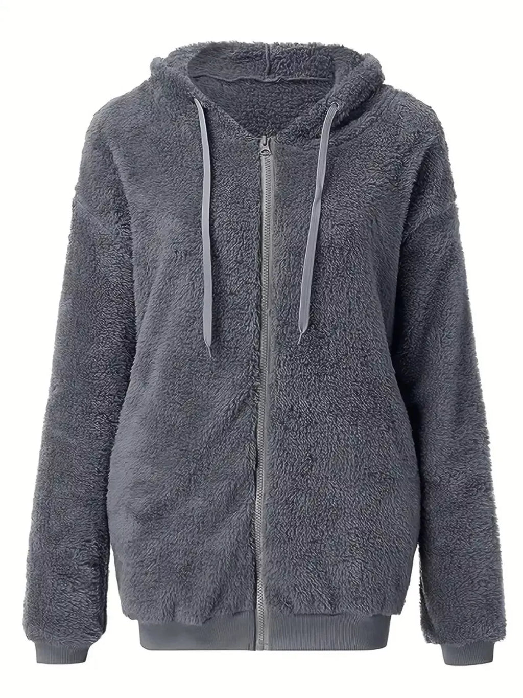Fleece Zip-Up Drawstring Outerwear