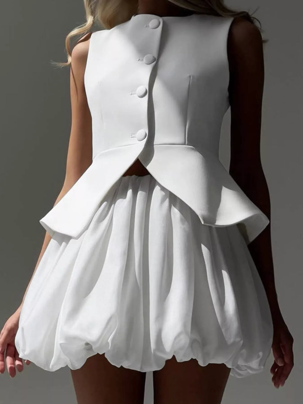 Peplum Vest and Bubble Skirt Set