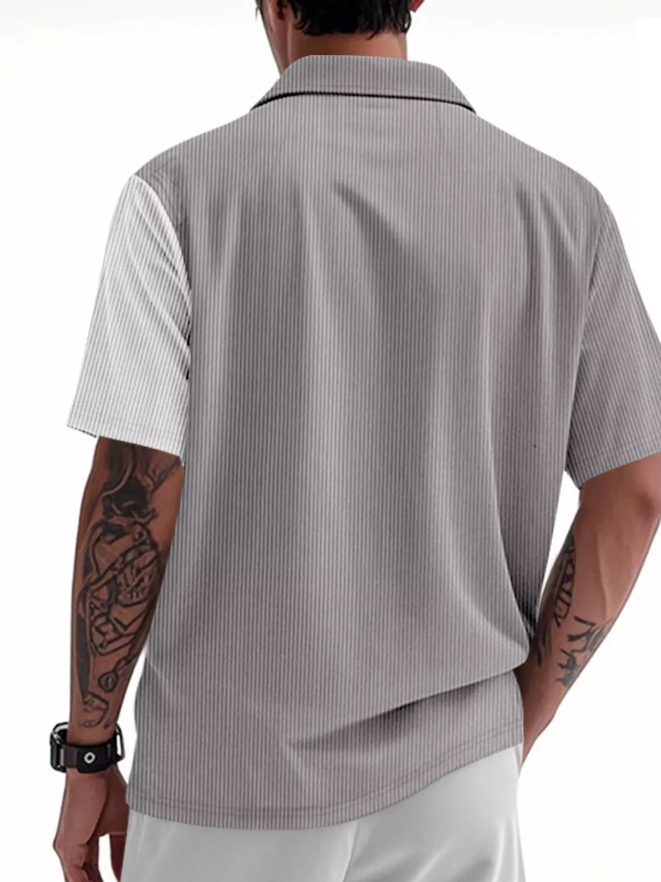Men's Full Size Two-Tone Textured Short Sleeve Shirt Plus Size