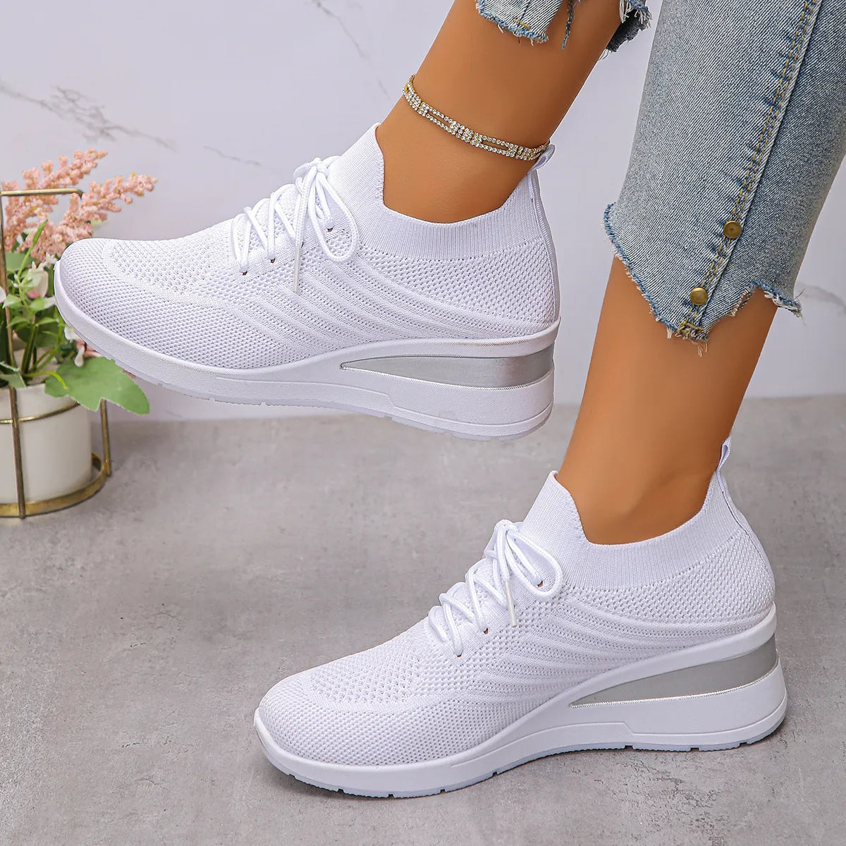 Lace Up Wedge Athletic