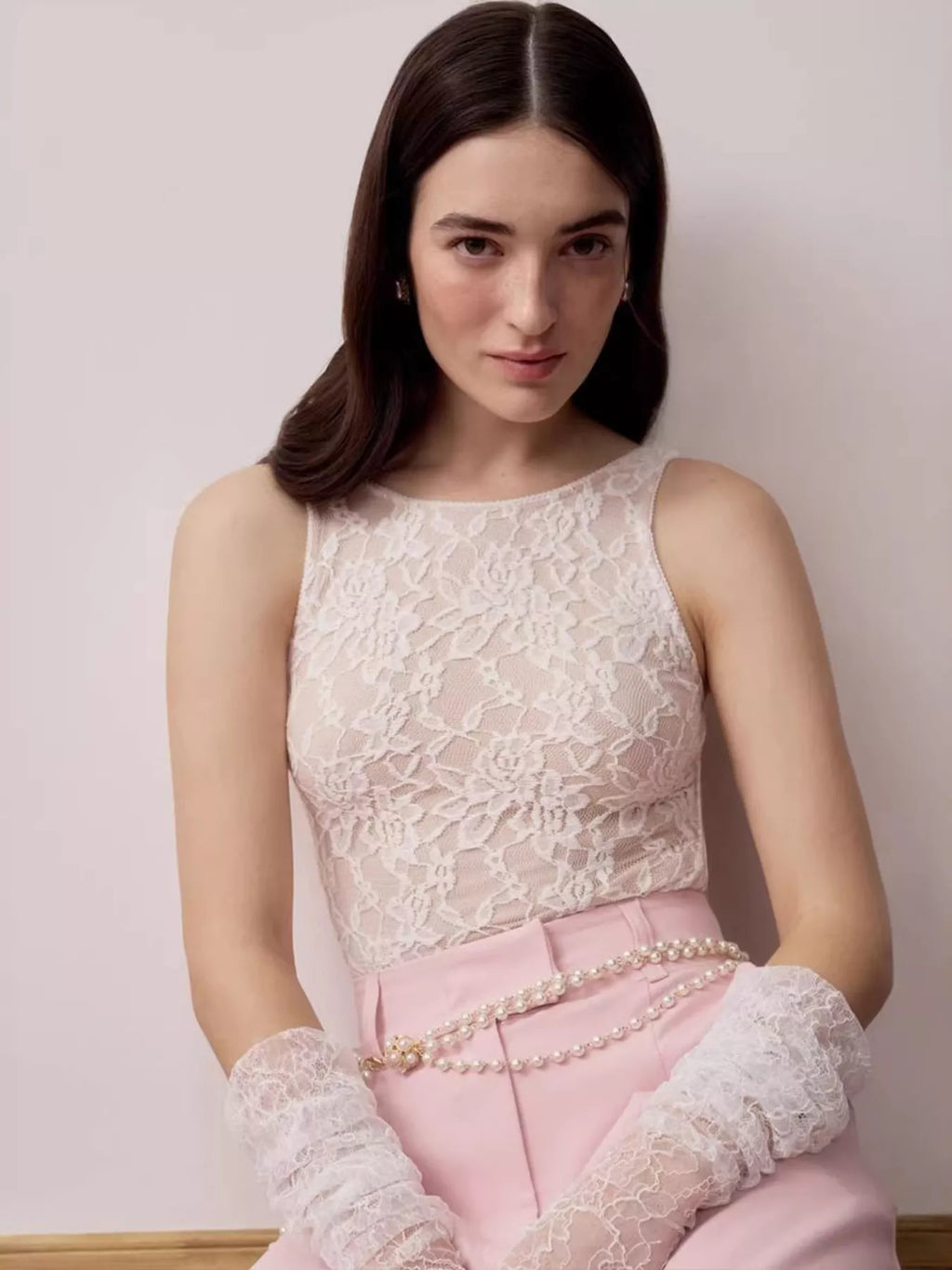 Lace Round Neck Long Sleeve Top
