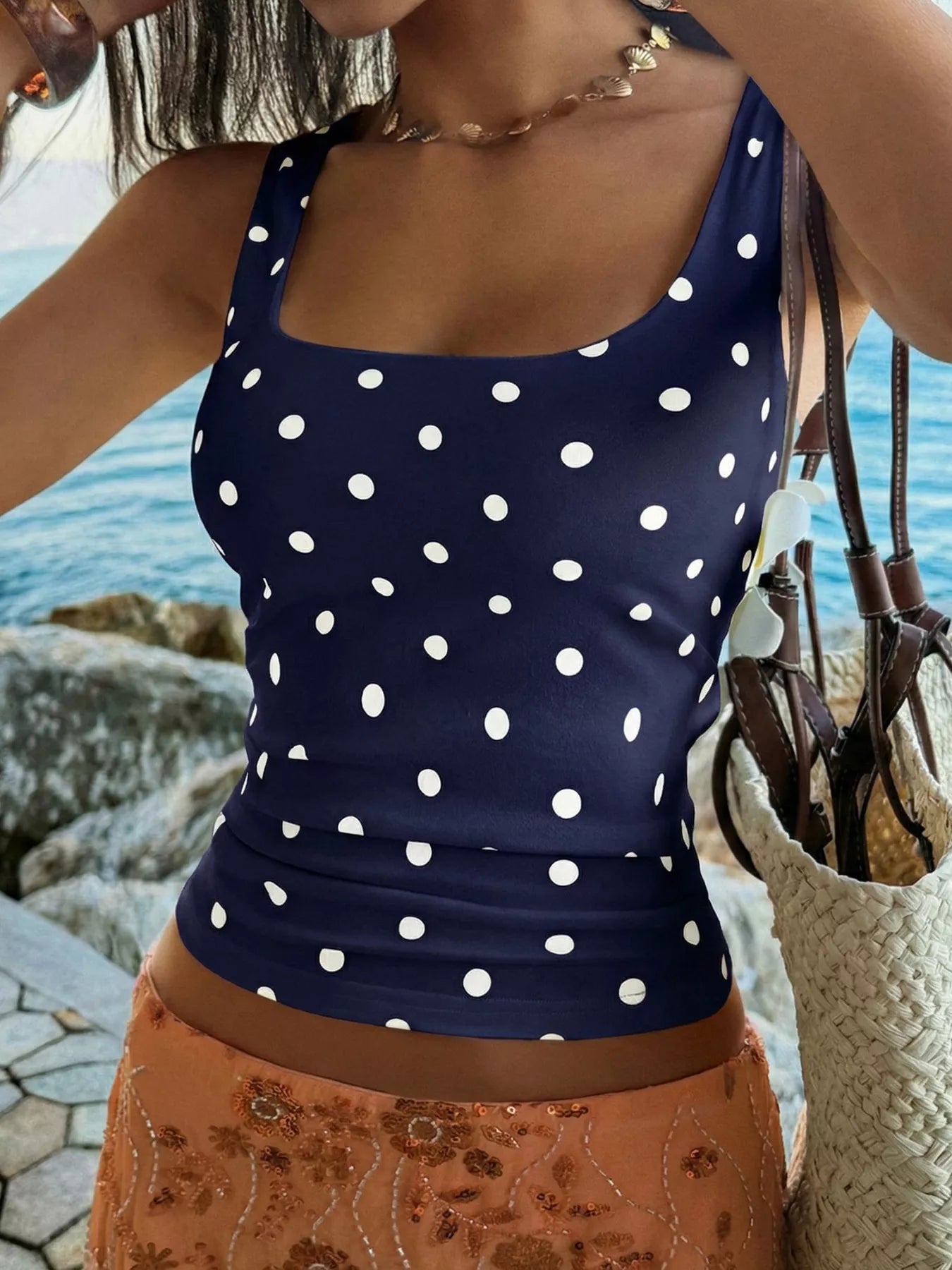 Polka Dot Scoop Neck Tank