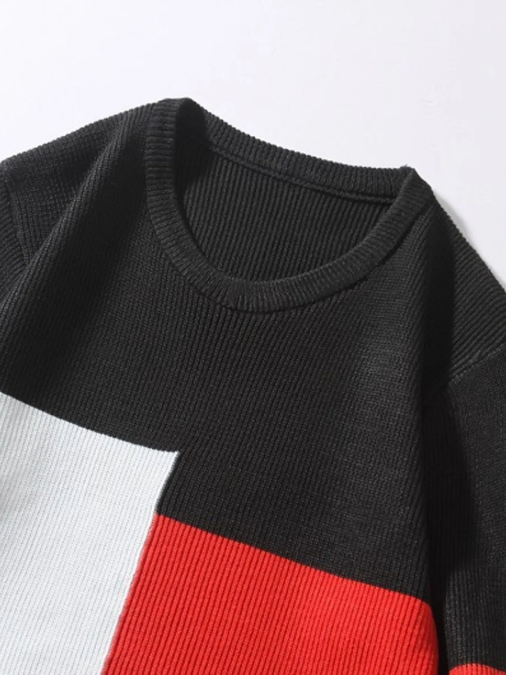 Men's Plus Size Color Block Round Neck Sweater
