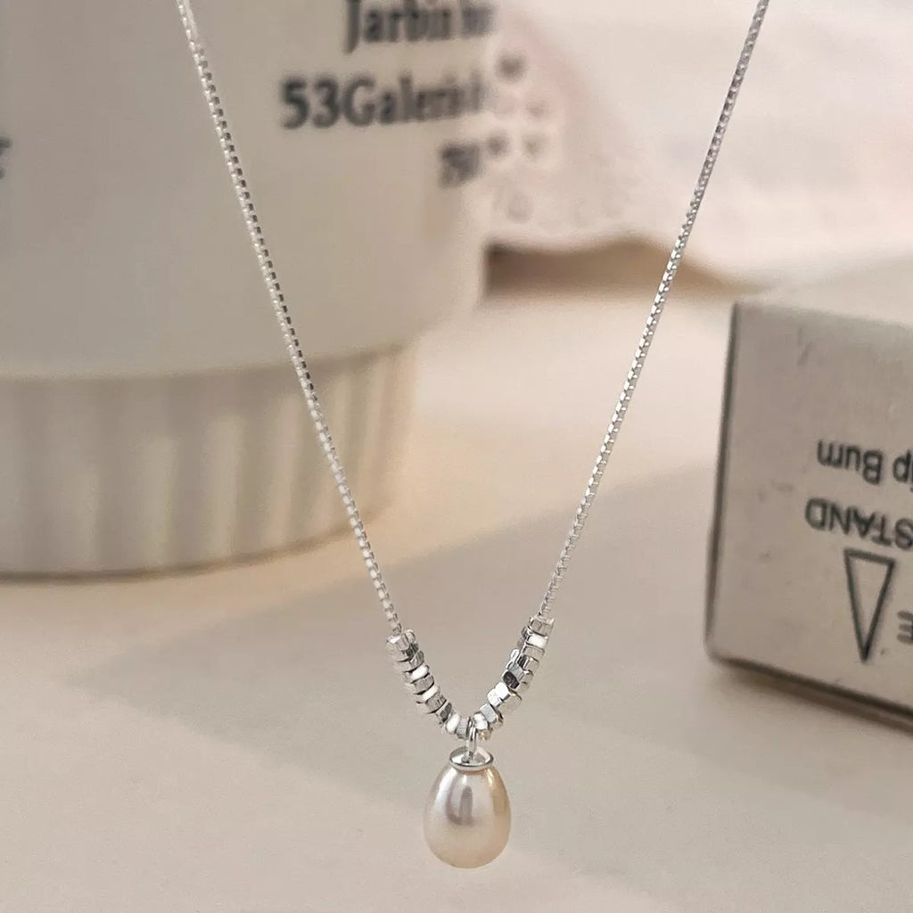 925 Sterling Silver Pearl Drop Necklace