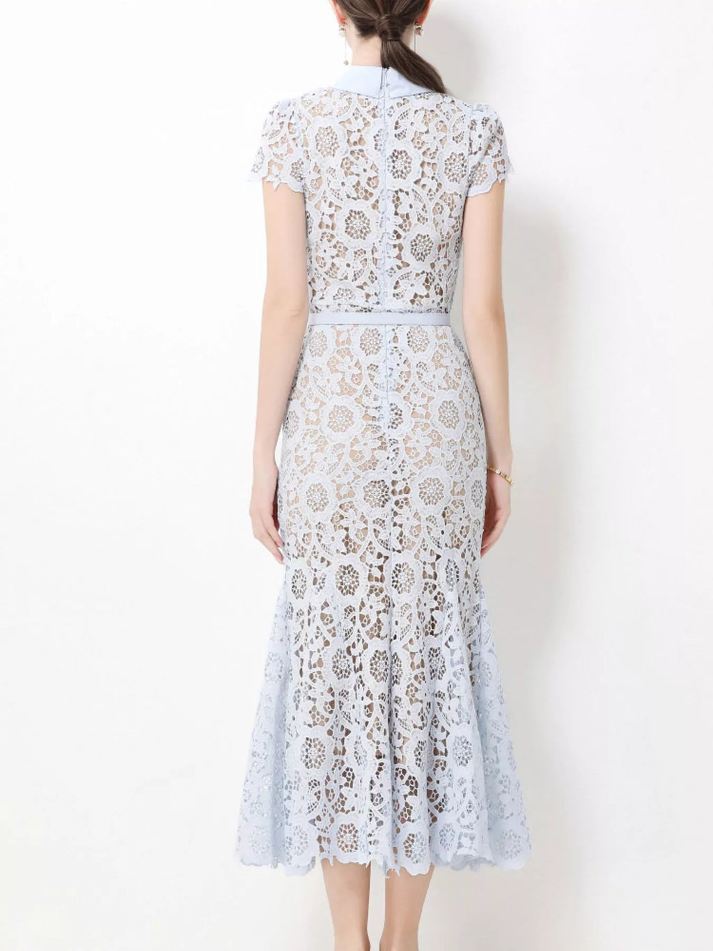 Lace Short Sleeve Midi Dress