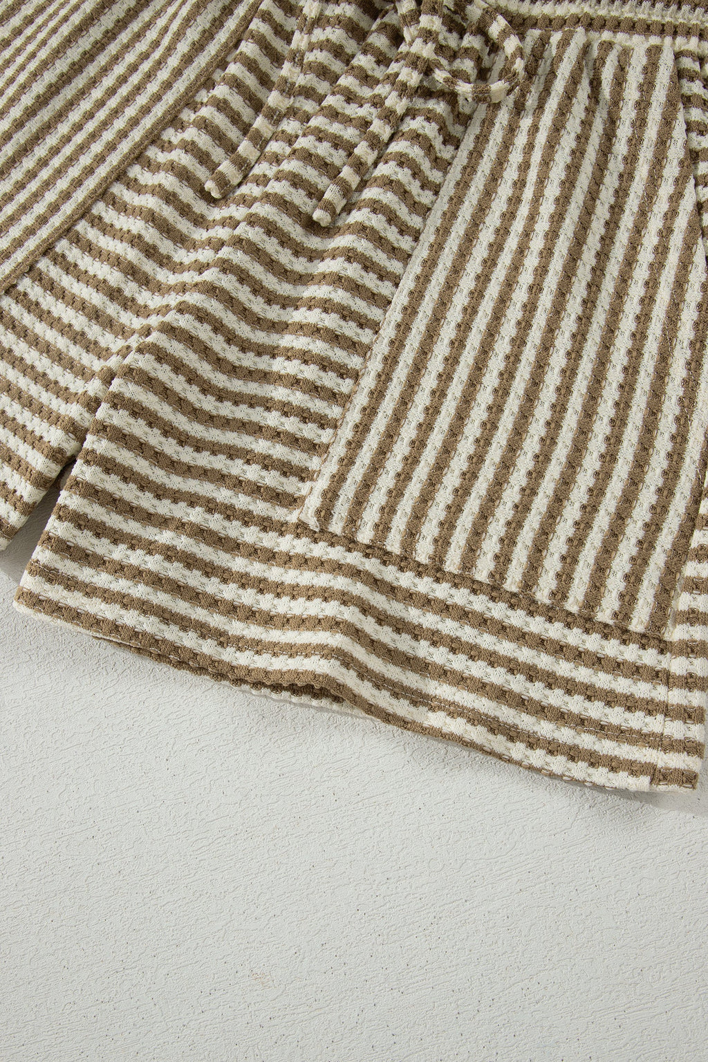 Stripe Textured Knit Top & Shorts Set