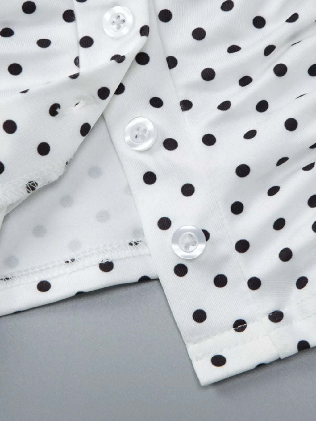 Polka Dot Ruched V-Neck Top