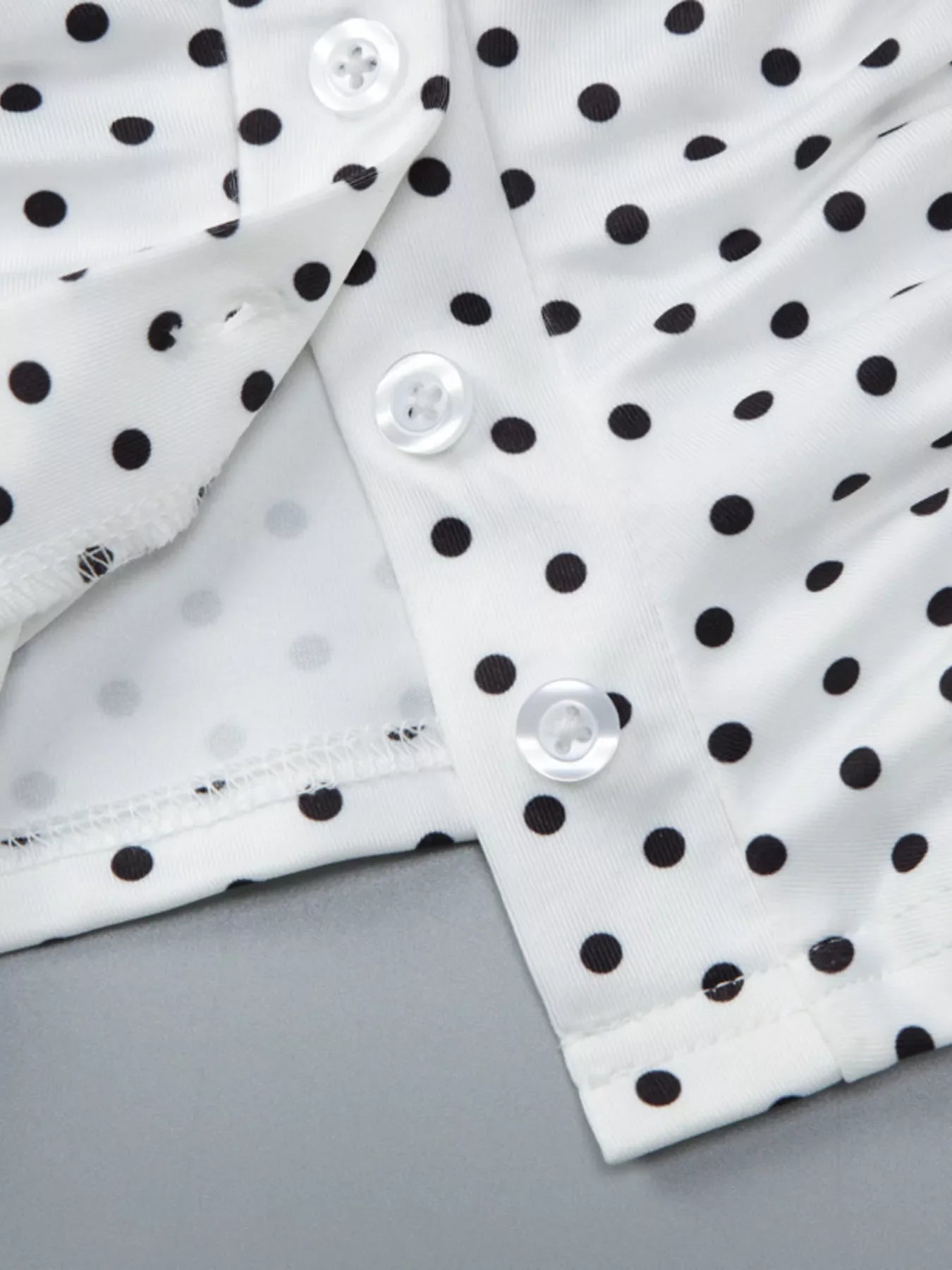 Polka Dot Ruched V-Neck Top