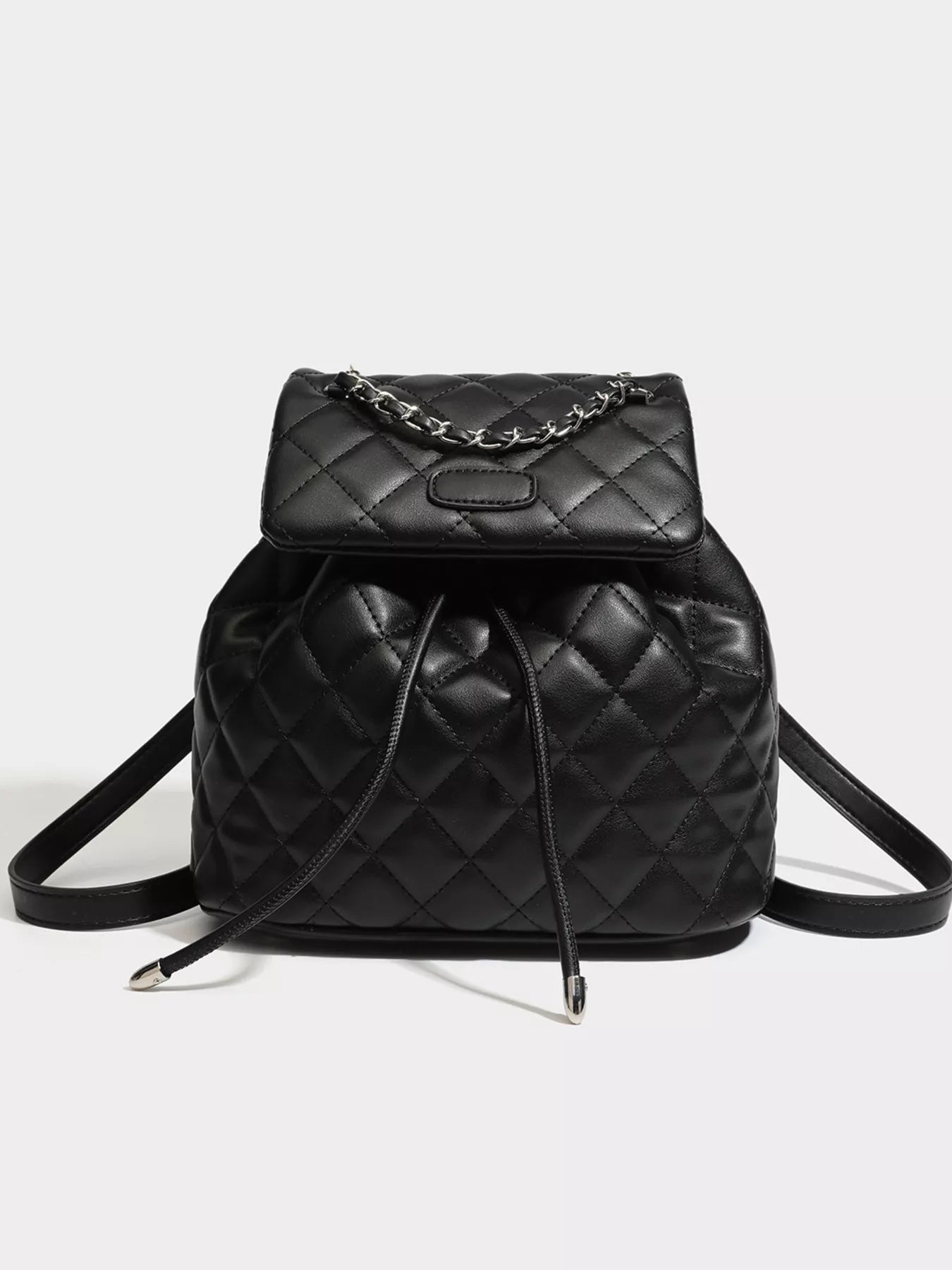 Quilted Chain Flap Backpack Bag
