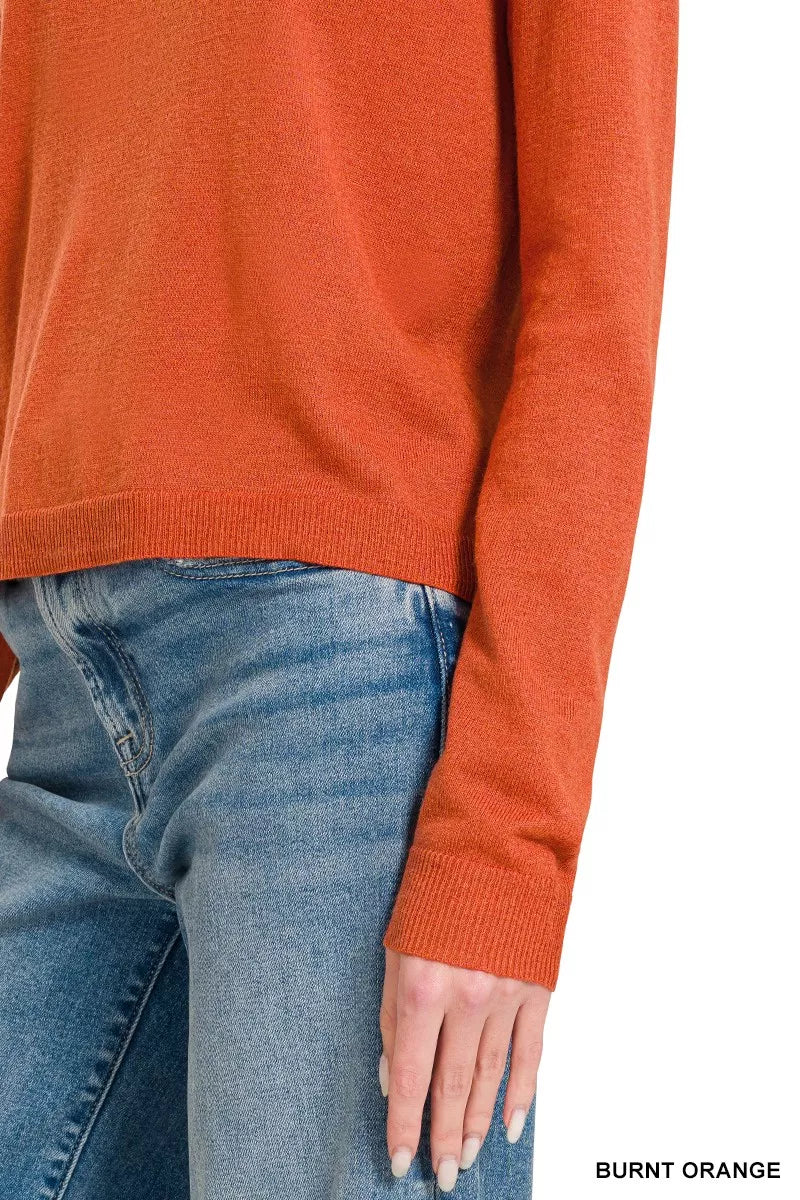 Zenana Lightweight Wool Blend Round Neck Sweater