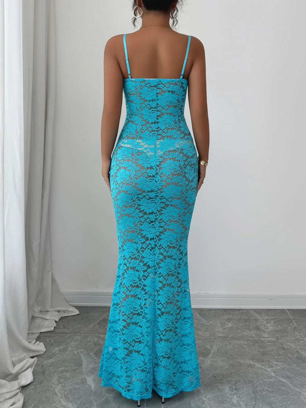 Lace Square Neck Maxi Cami Dress