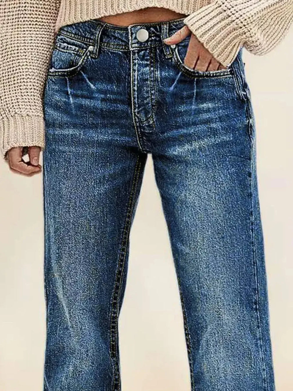Vintage Wash Straight Leg Jeans