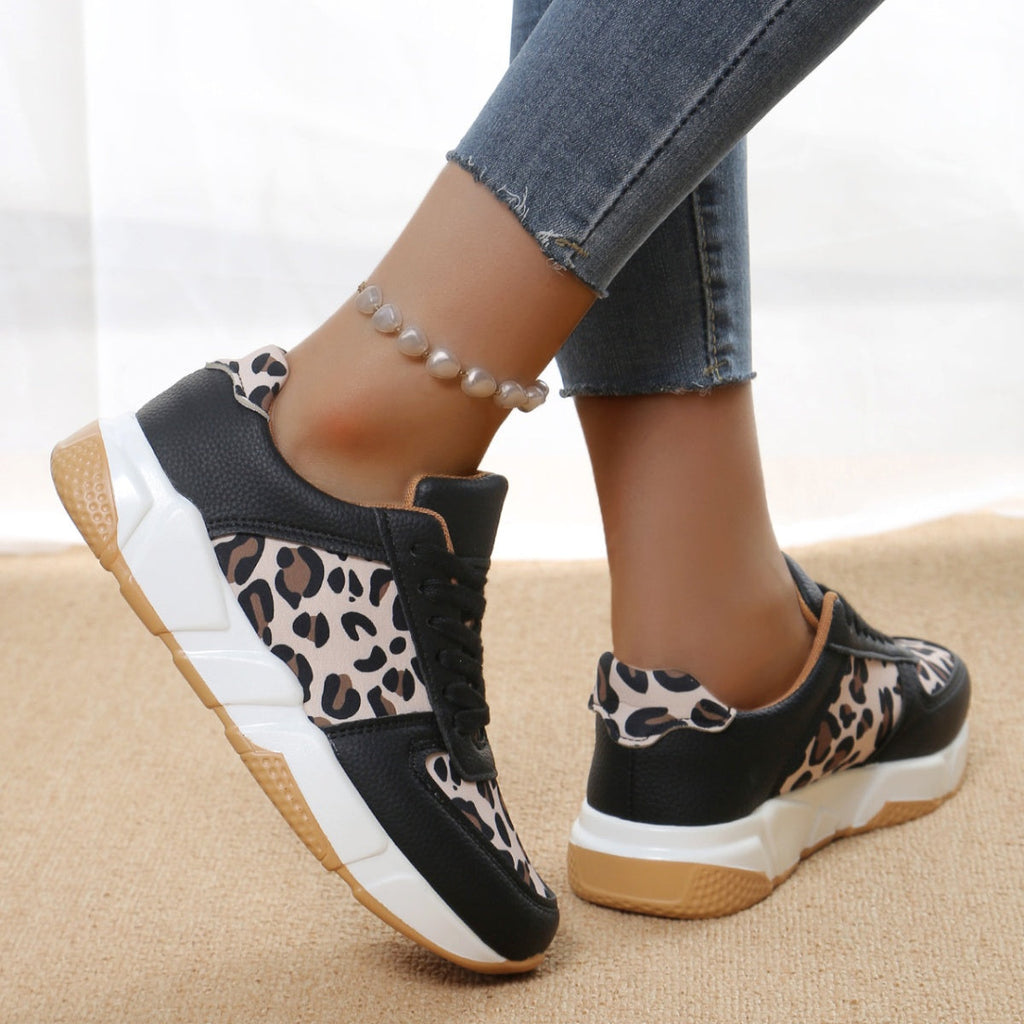 Leopard Lace Up Sneakers