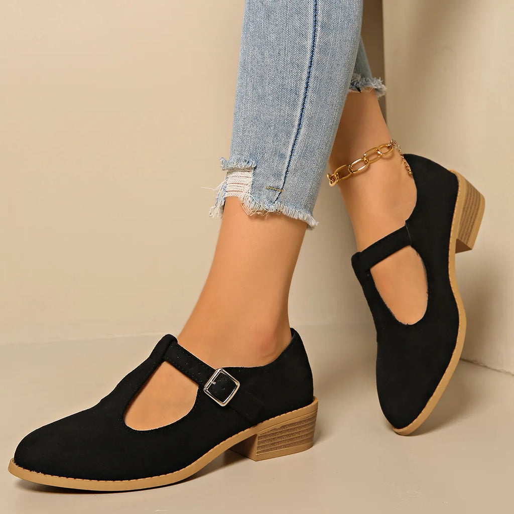 Classic Suede Block Heel Slip-Ons
