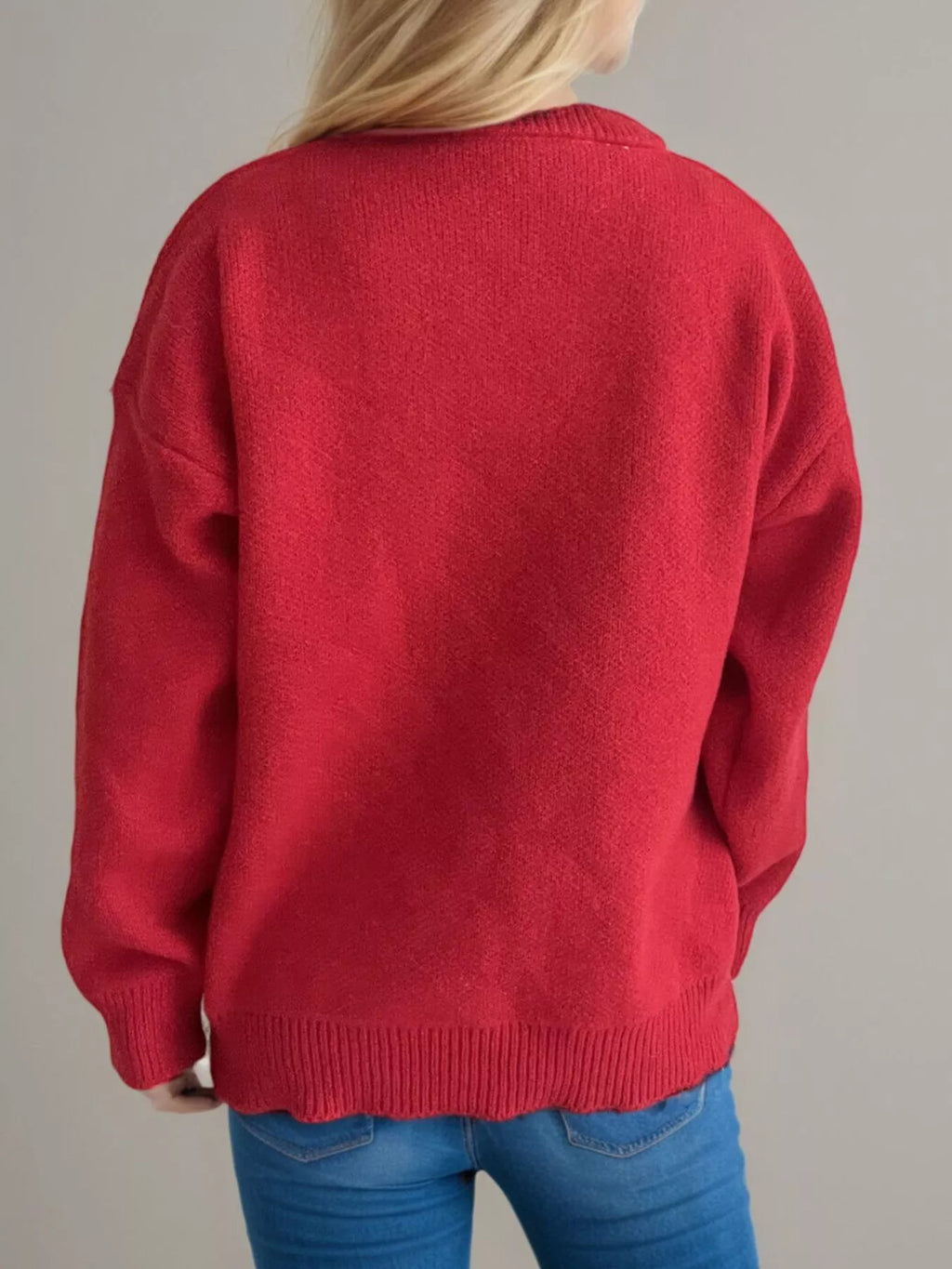Cherry Pom-Pom Knit Round Neck Sweater