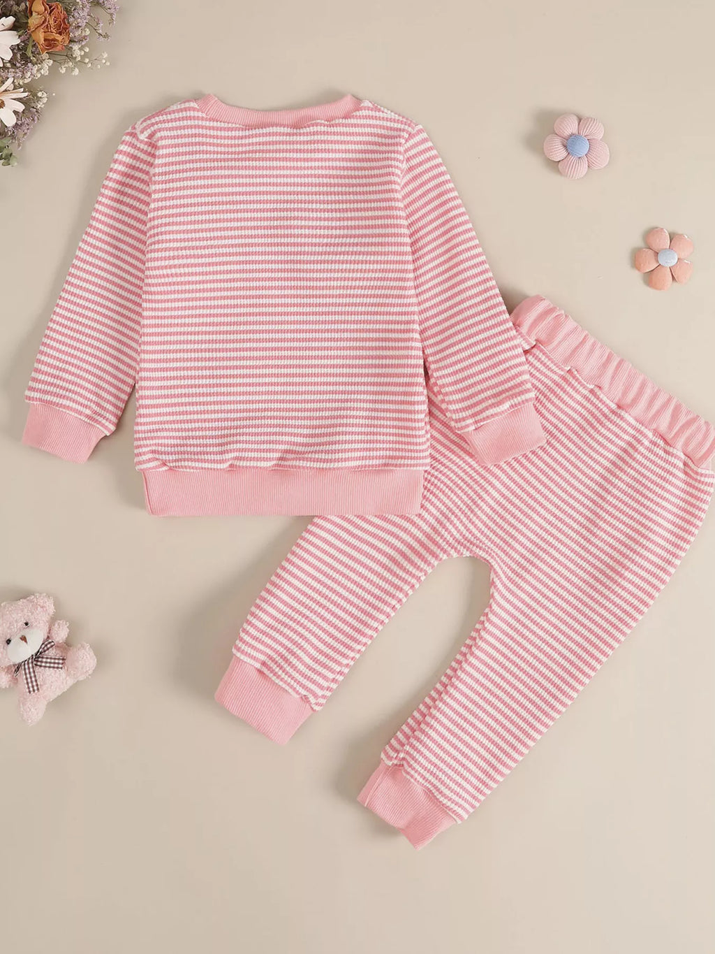 Children's Bow Striped Top and Pants Set