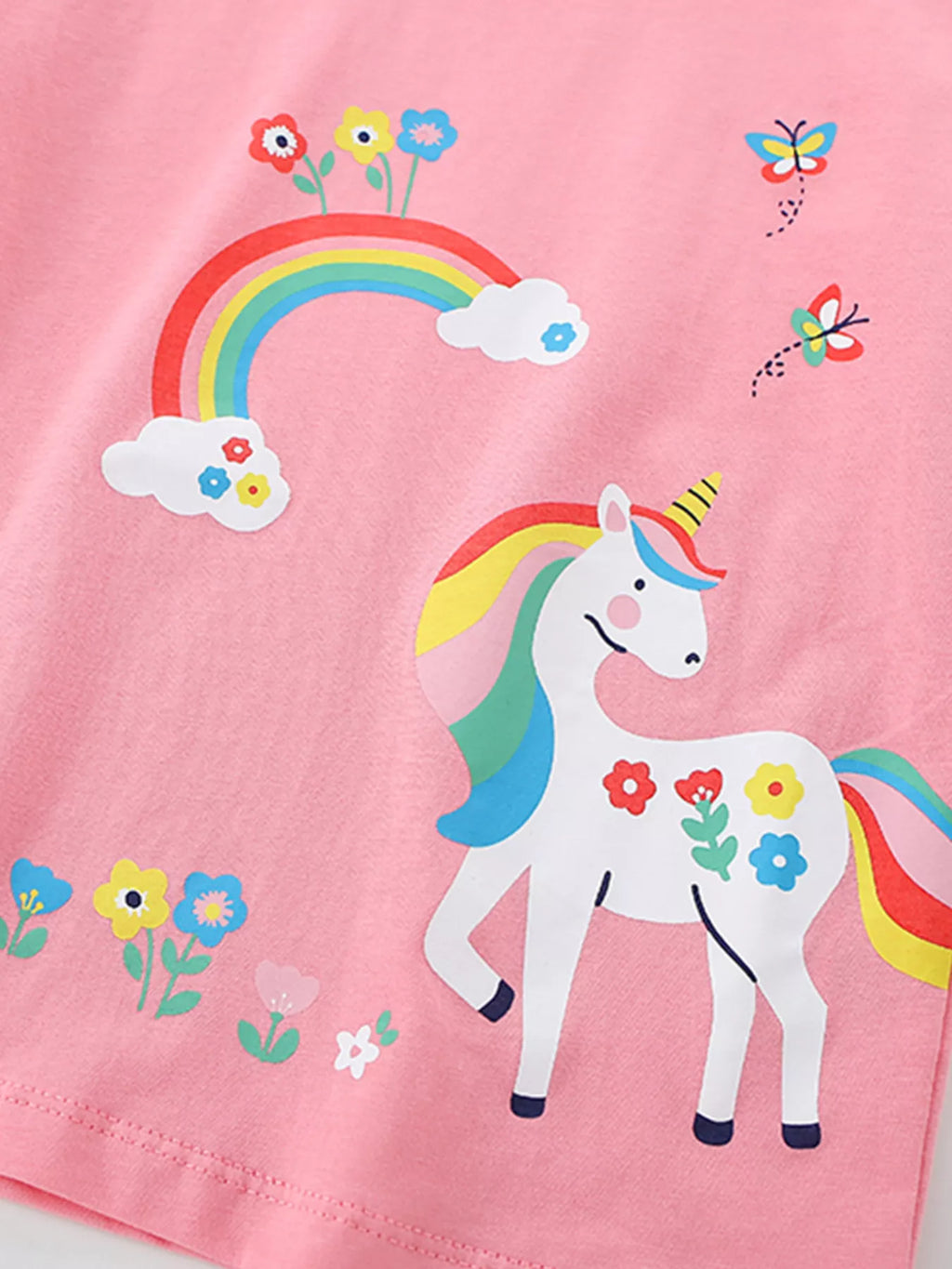 Children's Unicorn Rainbow Graphic Short Sleeve T-Shirt